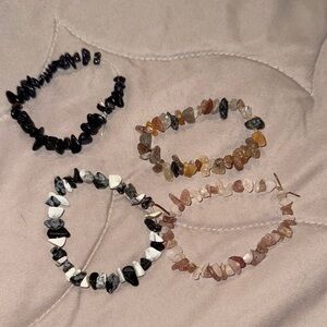 Assorted Semi-Precious Chip Stretch Bracelets - Multicolor